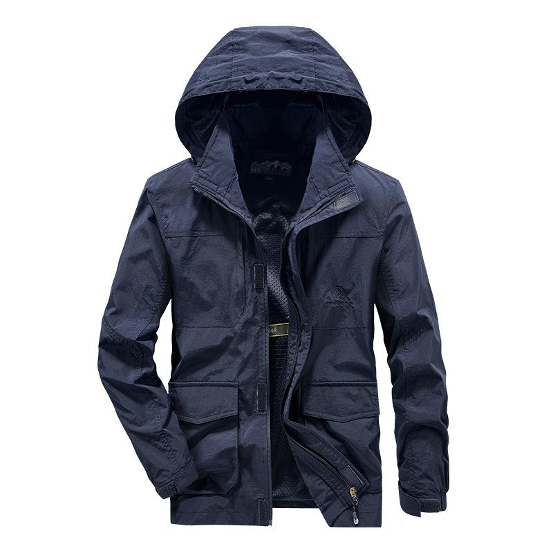 Осенняя куртка повседневная мужская многокарманная свободная куртка ветровка M