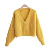 1011 Spring Women's New Product Retro Style Solid Color One Button Loose V-Neck Knitted Cardigan Sweater Women's Jacket