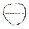 Muranos Style Blown Glass Beaded Necklace for Women Colorful Opal Beads Collarbone Chain Unique Handmade Neck Jewelry