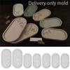 M-Modern-7 Piece Oval Storage Tray Cement Silicone Mold Pallet Mold Milky White Resin Concrete Plaster Mould