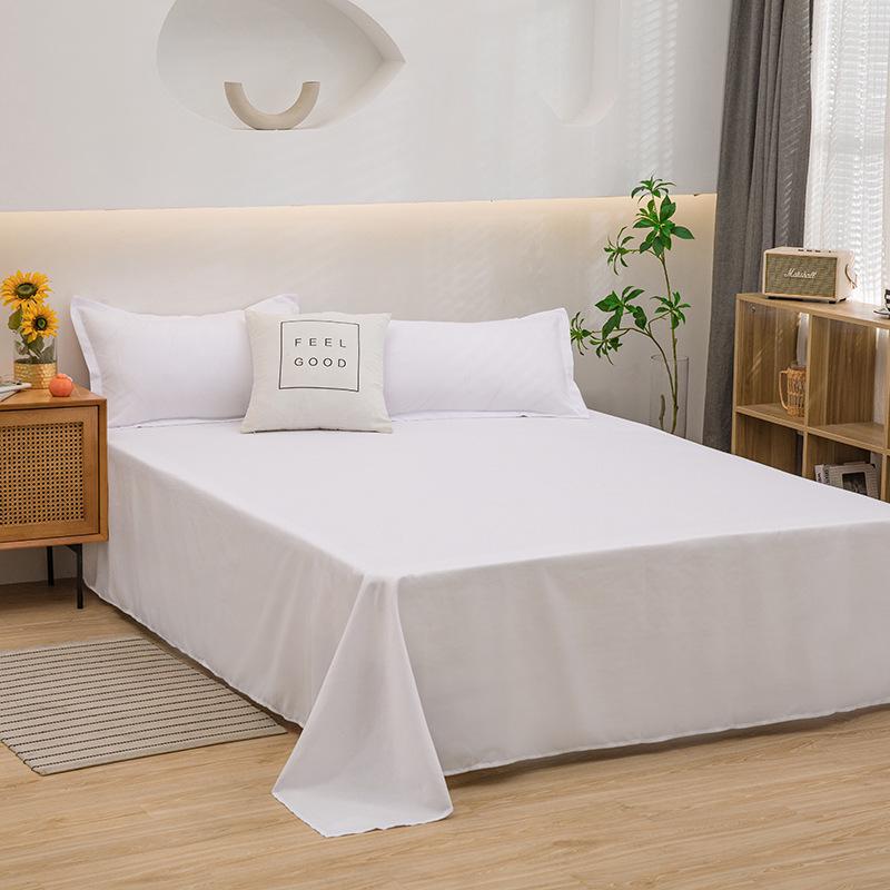 Solid Color Washed Cotton Bed Sheet Set - Fitted Sheet & Duvet Cover for Dorms