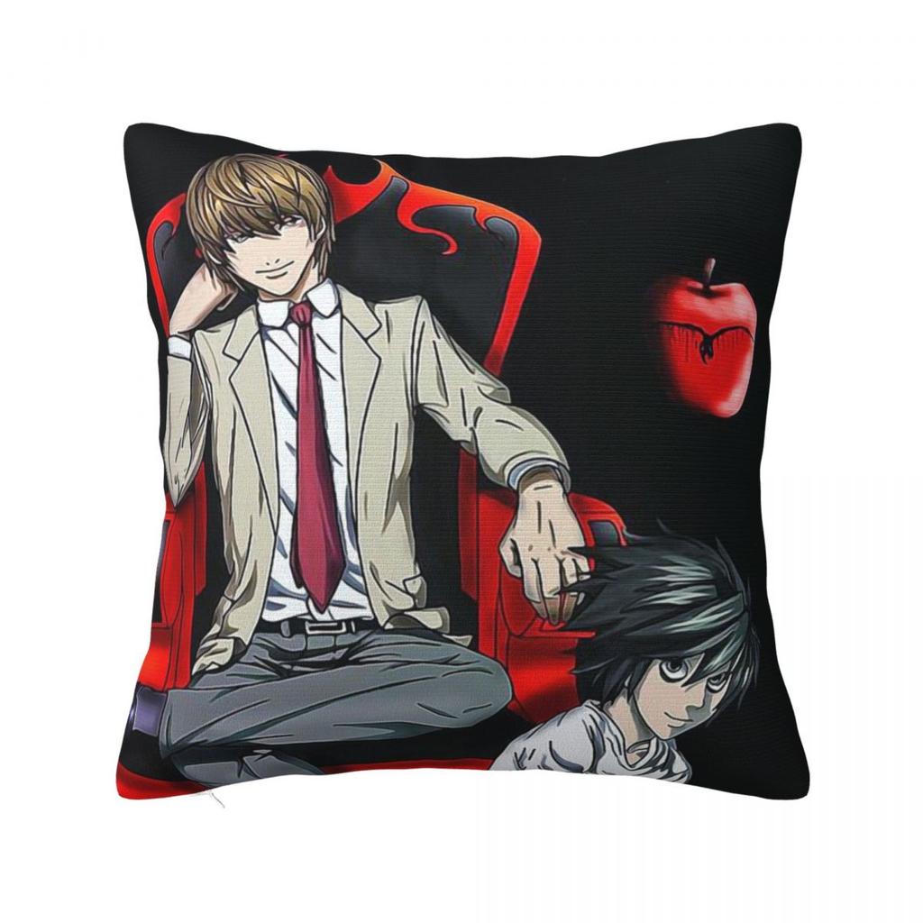 Death Note Manga Square Pillow Cases Anime Light Yagami Cushion Covers Zippered Decorative Pillowcase for Living Room 45x45cm