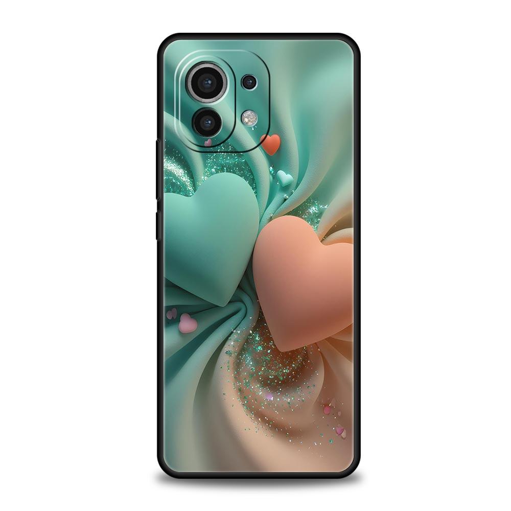 Colored Love Heart Printed Phone Case Cover for Xiaomi Mi 17 15 14 13 12 11 Ultra 15T 14T 13T 12T 11T Pro Lite 5G Soft TPU Shell