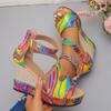 Summer New Wedge Platform High Heels Women Round Toe Open Toe Fashion Versatile Platform Anti-Slip Wear-Resistant Sandals