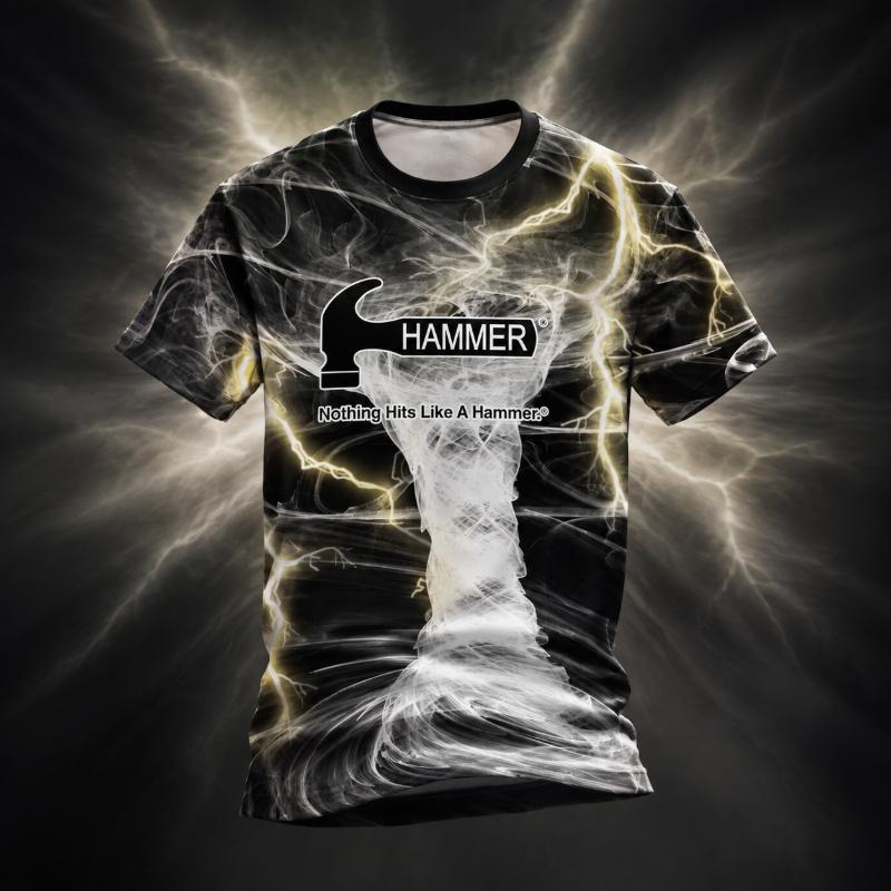 New 3D Hammer Split Color Bowling Jersey Short Sleeve Performance Sports Breathable Quick-dry Tee Fan Casual Streetwear Tops