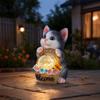 Solare Tierstatue Licht, Niedlicher Welpe Katze Hase Solare Gartenleuchte, Wasserdichte Solarlampe für Hof Terrasse Veranda Dekoration