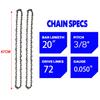 20 Inch Chainsaw Chain 3/8" Saw Chains 72 Drive Link Electric Saw Accessory Chainsaw Saw Chain 0.050" Chain gauge