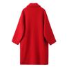 European & American Style Red Mid-Length Loose Coat - Women's Autumn Outerwear
