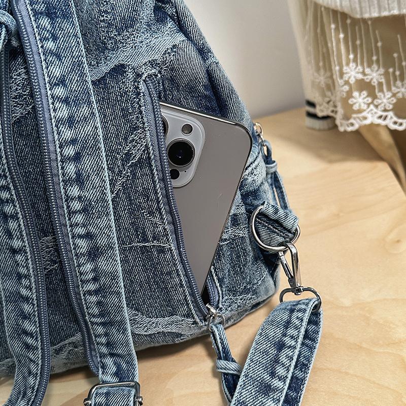 Denim Rucksack Reise Leichter Rucksack Multifunktionale Brusttasche