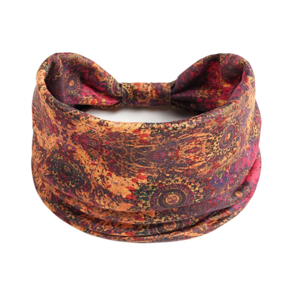 Bohemian Retro Print Yoga Headband: Wide African-Inspired Headscarf for Women