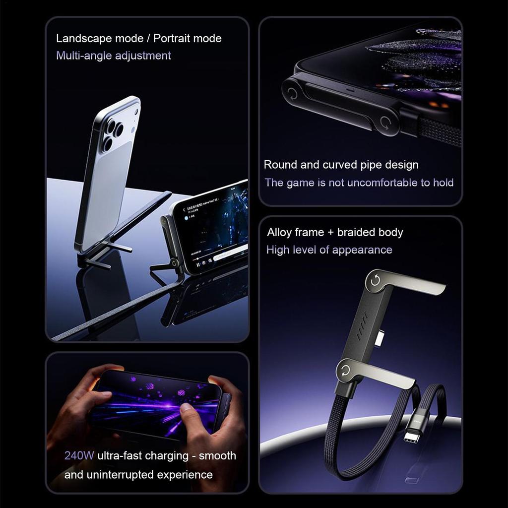 2-in-1 240W Invisible Holder Charger Phone Holder Data Cable Suitable For Smart Phone Fast Charging Data Cable