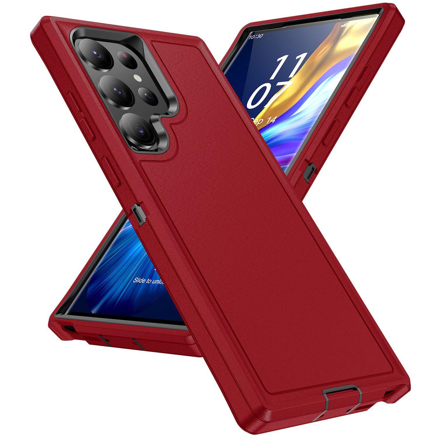 

3 IN1 for Samsung Galaxy S23 S24 S25 FE S22 S26 Ultra A36 A16 A17 A15 A54 A14 A53 A13 A56 A26 Heavy Duty Armor Shockproof Case Galaxy S26 Ultra червоний