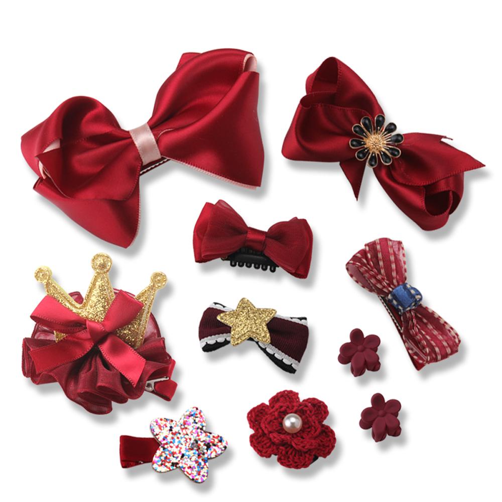 10PCS Baby Kopfschmuck Set Mädchen Stirnband Baby Liefert Bogen Knoten Haarnadel Haar Zubehör Haar Seil Kopf Ornamente Haar Clip krone