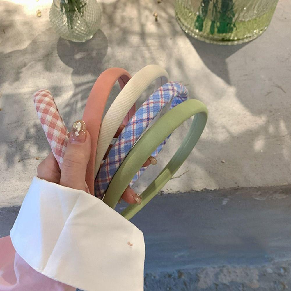

Face Gift For Girls Headdress Korean Style Headband Hair Accessories Women Hair Hoop Plaid Hairband