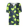 Women's Casual Fruit Printed V-Neck Short Sleeve Decorative Button T-Shirt Top