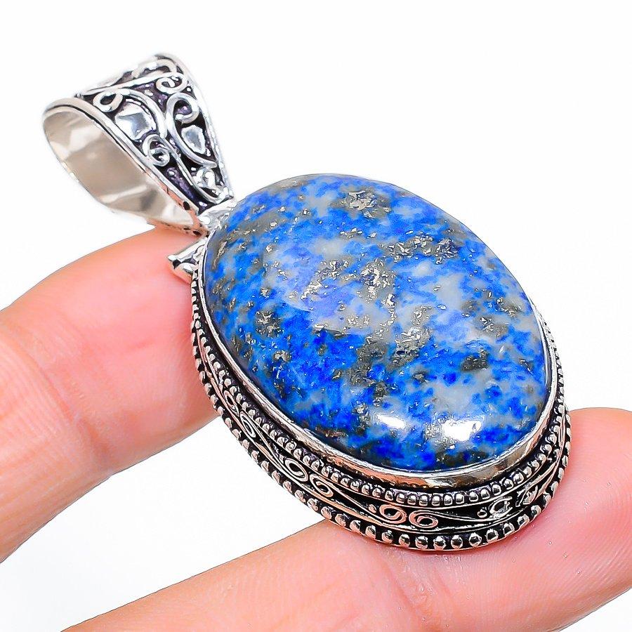 

Vintage Lapis Lazuli Gemstone Handmade Ethnic Jewelry Pendant 2.17 VR-3514