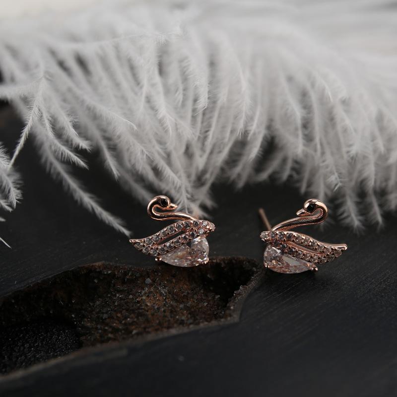 Little Swan Earrings for Women  Elegant Earrings Zircon Earrings Light Luxury Mini and The Same Style