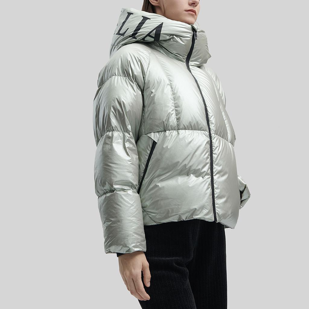 FILA Emerald Logo Printed Casual Hooded Down Jacket Women Jackets Light-Bamboo-Green F11W344914F-LG