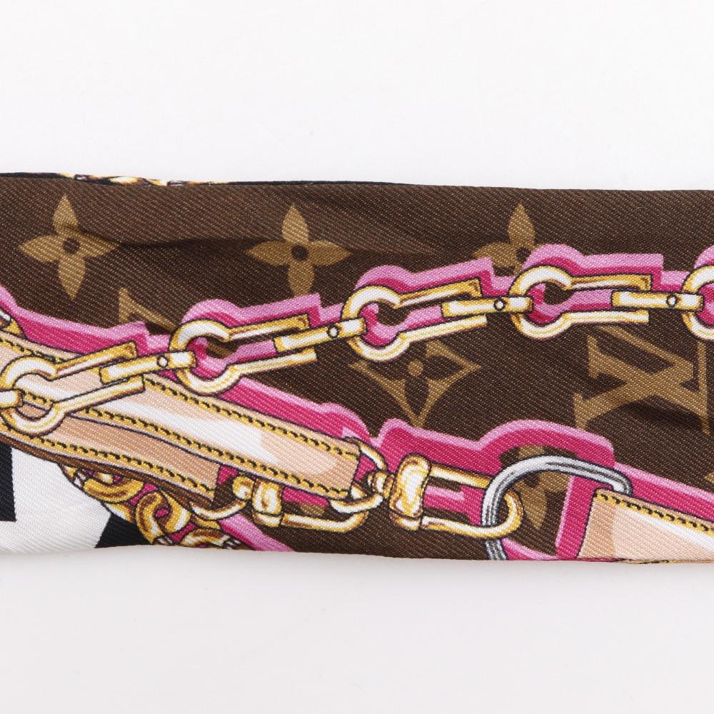 Louis Vuitton Bando BB Ultimate Scarf M76676 Ribbon Scarf Black / White / Brown Silk Women Used