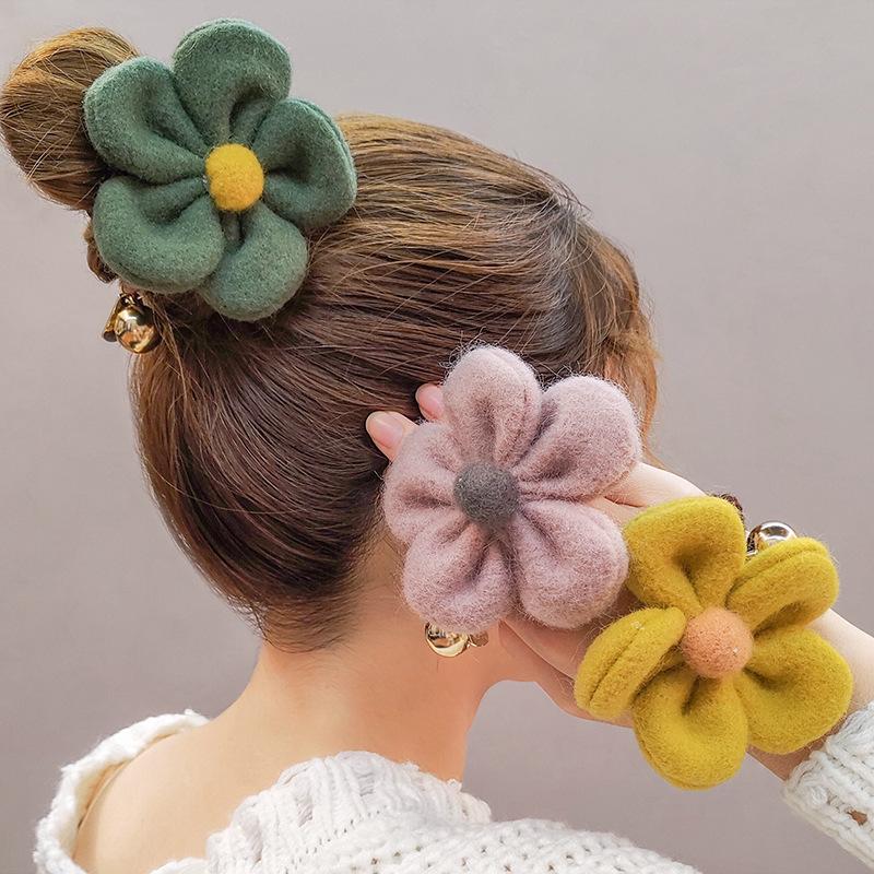 Korean Cute Woolly Flower Plush Hair Tie Headband