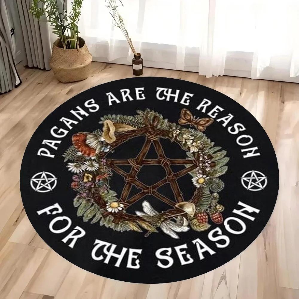 

Retro Five Pointed Star Peony Flower Circular Carpet Floral rug Living Room Dirt Resistant Wear-resistant Mat Circular Carpet 40x40cm