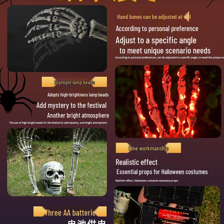 Halloween Leuchtende Skeletthand Dekorationen für Außenrasen und Hof Atmosphäre