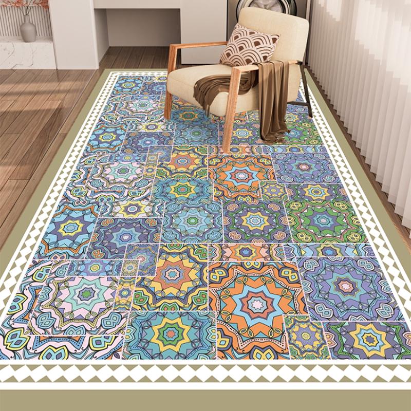 PVC Leather Mats Stain-resistant Oi Proof Kitchen Floor Mat  Wear-resistant Washable Rug Home Decoration Balcony Area Carpet