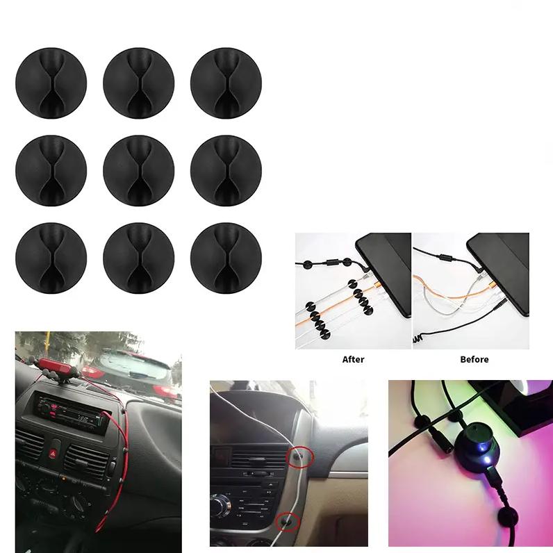10pcs Car Wire Tie Clip Fixer Organizer Black Color Cord Clamp Fastener Parts Computer Holder