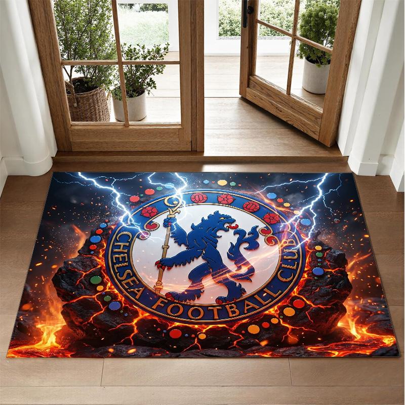 Chelsea FC Design Crystal Velvet Rug Soft Decorative Mat for Bedroom Entrance
