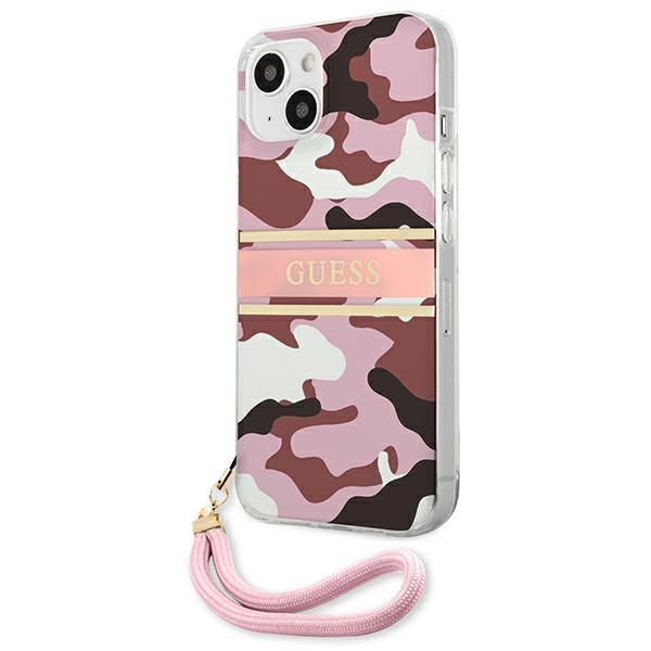 Guess Guhcp13Skcabpi Iphone 13 Mini 5,4 Różowy/Pink Hardcase Camo Strap Collection