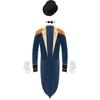 Mens Circus Ringmaster Costume Set Long Sleeve Lapel Fringed Shoulder Tailcoat Jacket Hat Collar Gloves Carnival Cosplay
