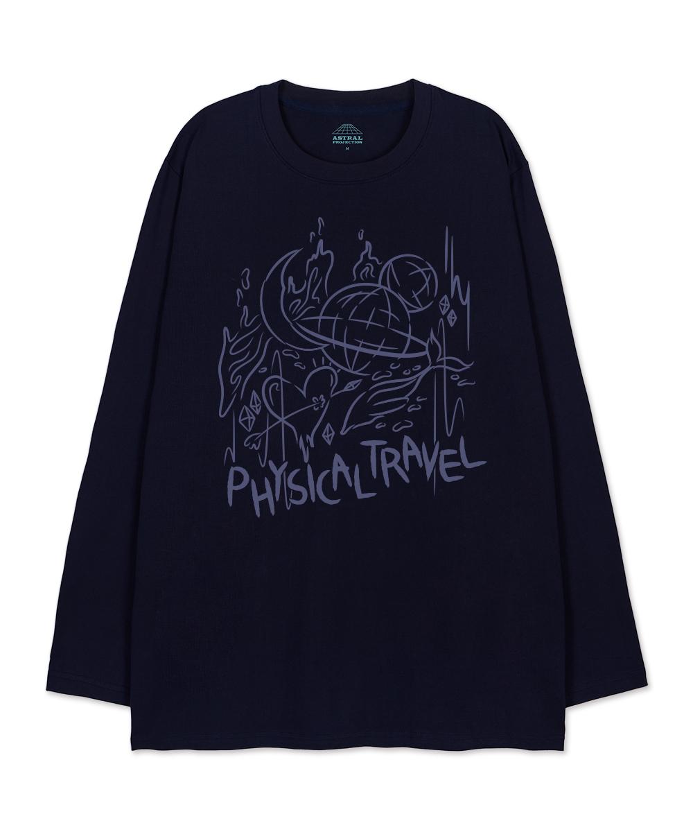 Astral Projection Physical Travel Oversized Long Sleeve T-Shirt_Navy L