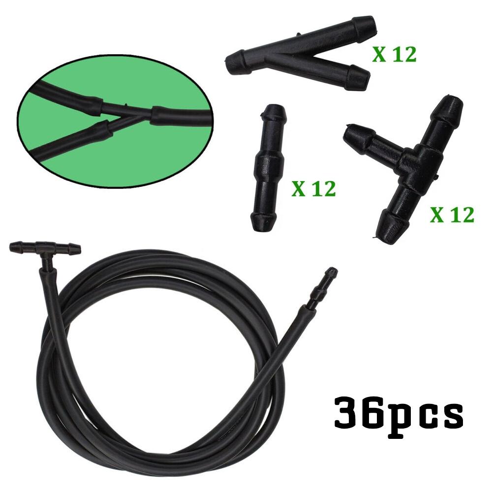 36pcs Hose Connector Black Fittings Joiner Nozzle Pipe Plastic