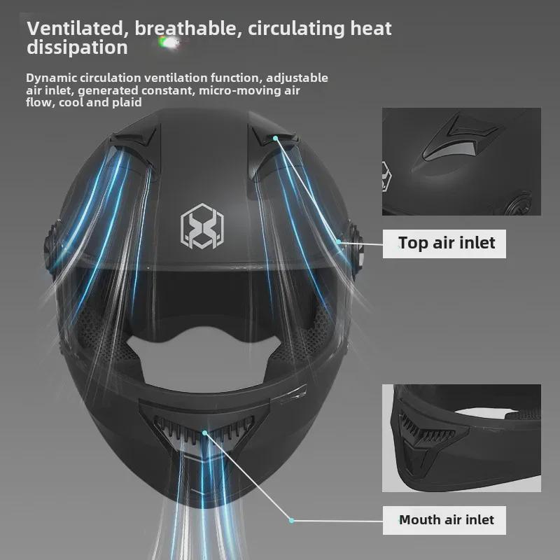 All-Season Electric Motorcycle Helmet with Double Visor for Men and Women - Winter Warm, Full-Face Protection