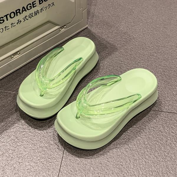 Modische Schuhe Damen Gummi Flip Flops Slipper Flache Plateau Pantoletten Schiefer Damen Strand Transparent Absatz Weich Hawaiianisch Sommer Sabot Casu