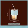 Glass Sipper Cups Reusable Spill-Proof Drinking Cups with Lid Straw for Birthday Party Travel Xmas Juice Mug Water Bottle Cups