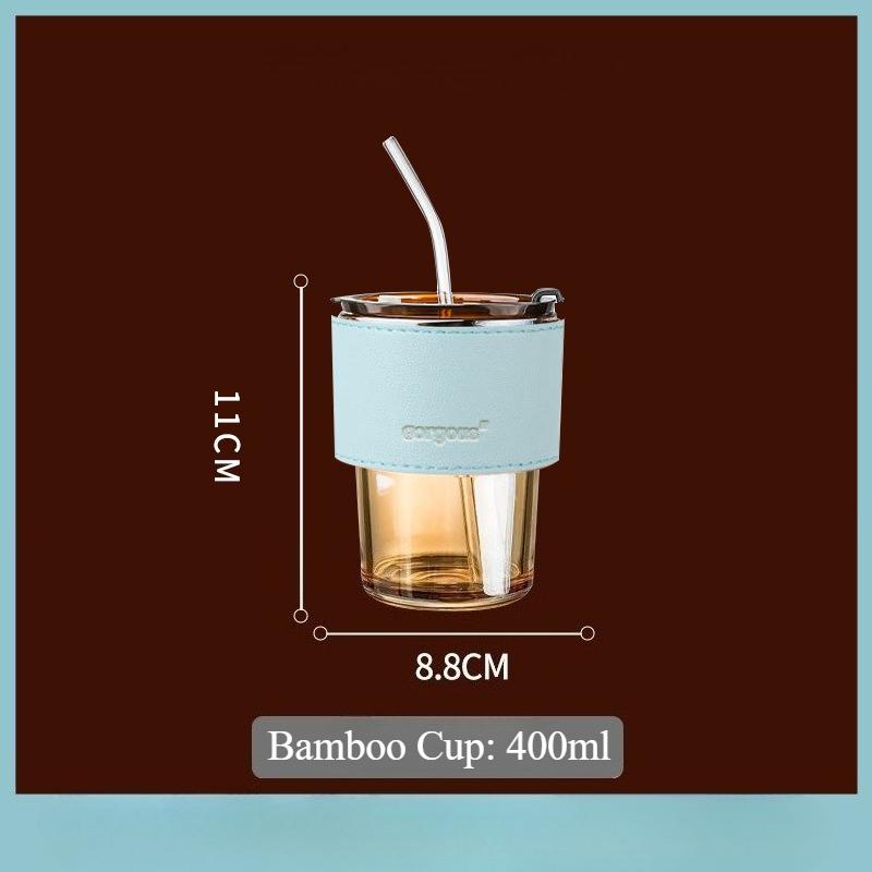 Glass Sipper Cups Reusable Spill-Proof Drinking Cups with Lid Straw for Birthday Party Travel Xmas Juice Mug Water Bottle Cups