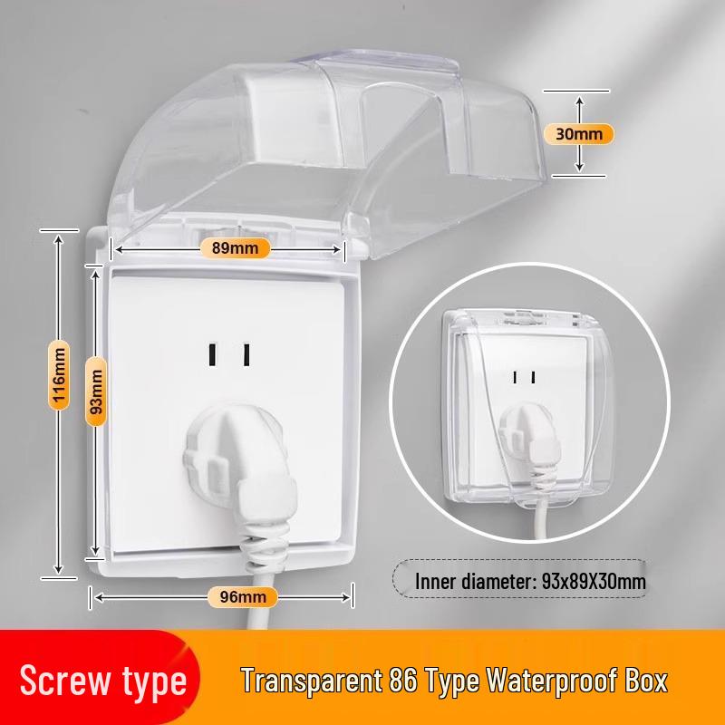 Type 86 Waterproof Self-Adhesive Switch Cover, Splash-Proof Box for Bathroom