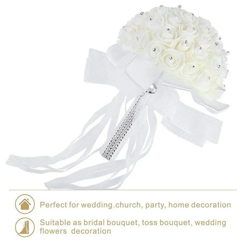 Bride Wedding Holding Flowers Foam Simulation Flower White Rose Bouquet Korean Wedding Photography Props Lovers Gift