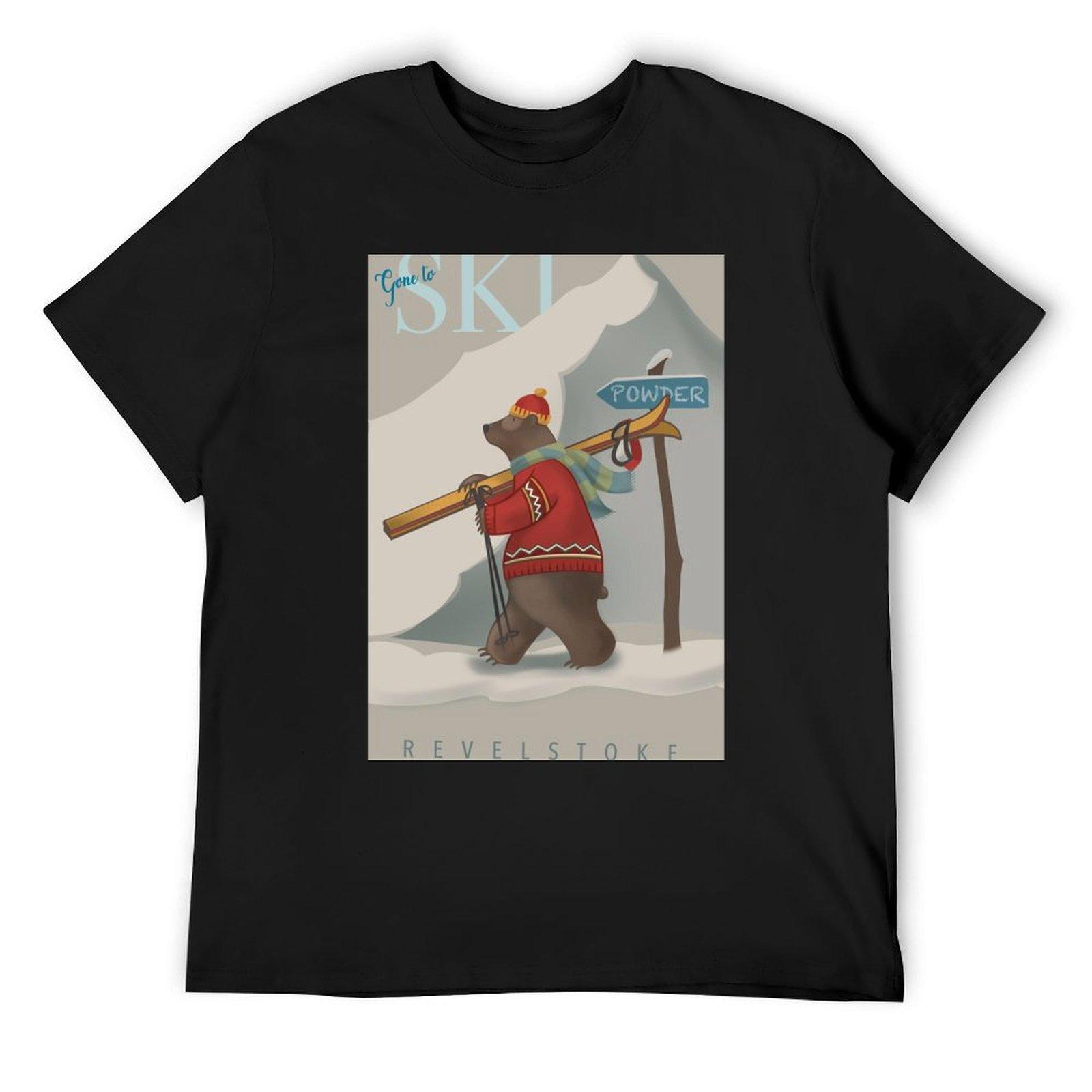 

Ski bear illustration T-Shirt designer shirts cheap stuff vintage t shirt men 4XL