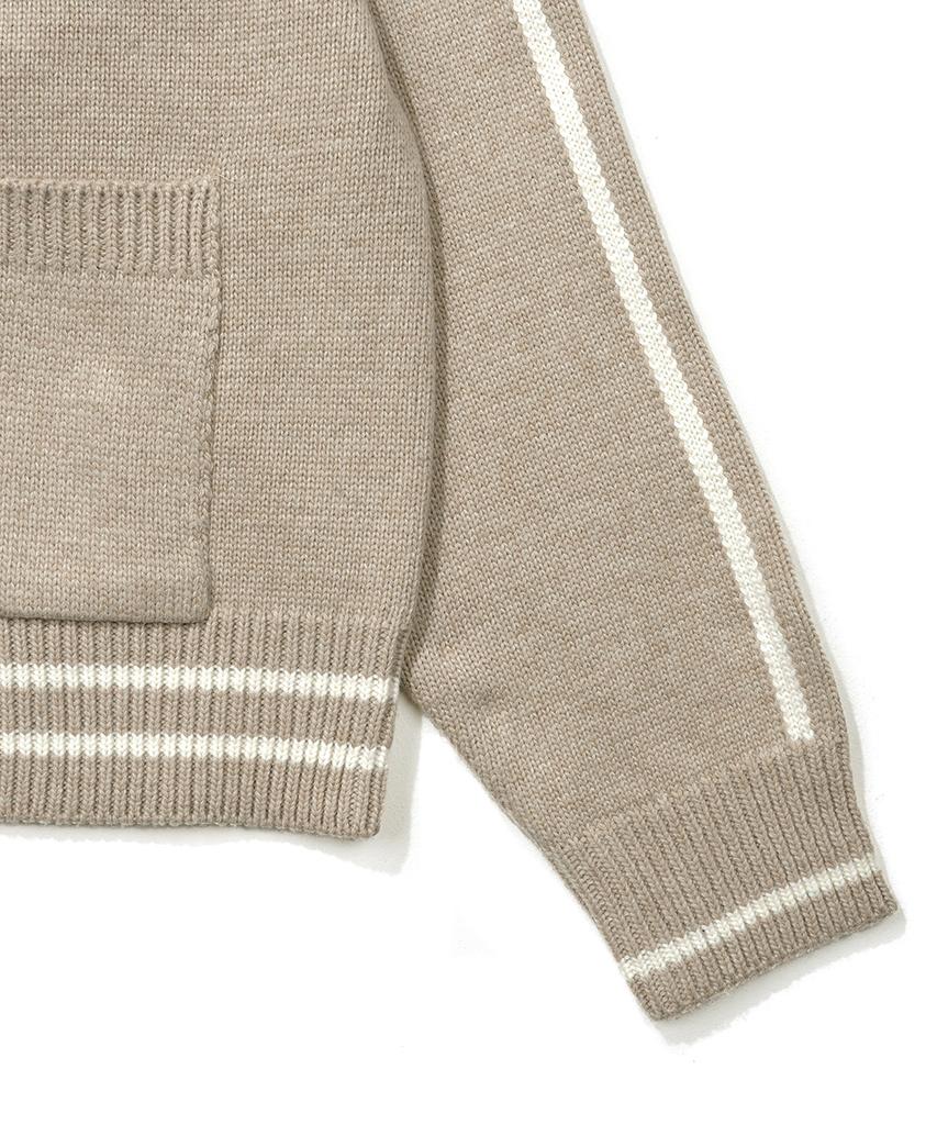 Gakkai Unions Sports Collar Raglan Knit Cardigan Beige