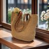 Women's Summer 2025 Cotton Thread Large Capacity Straw Woven Shoulder/Crossbody Handbag