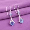 Tanzanite Gemstone 925 Sterling Silver Jewelry Zircon Earrings 1.84" For Party CZE-9-12