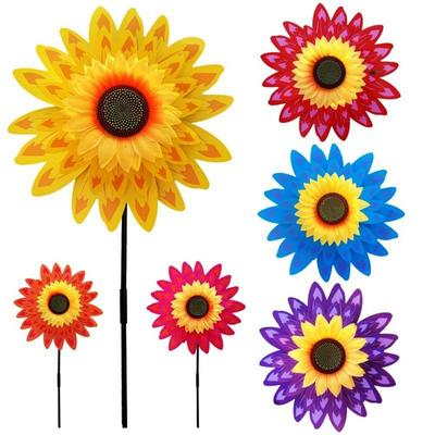 Multistyles Sunflower Windmill Stake Standing Lawn Flower Pinwheel Outdoor Party Picnic Decor