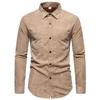 Men's Thick Solid Color Corduroy Button Shirt Men's Casual Fashion Warm Jacket