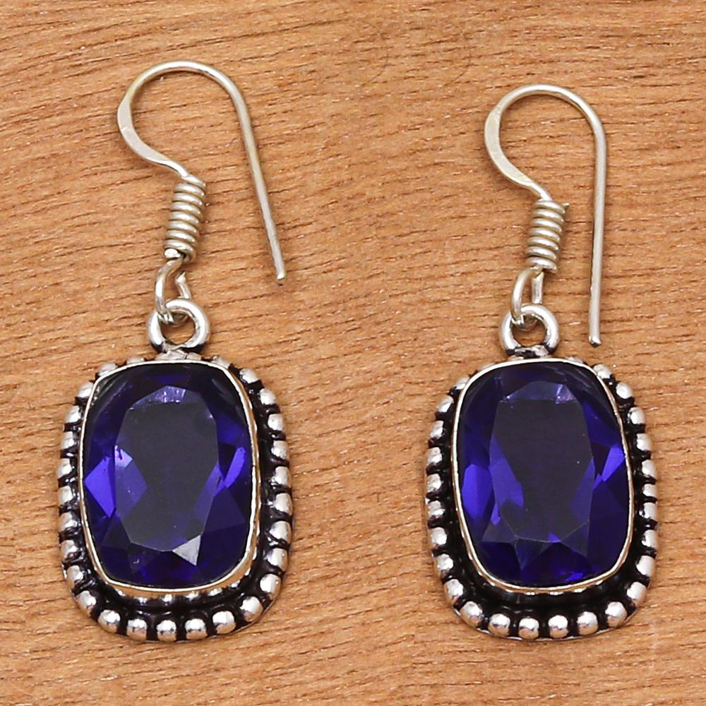 Bracelet et boucles d'oreilles en pierre précieuse Quartz Tanzanite 7-8''