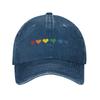 Tiny Rainbow Hearts Love Unstructured Baseball Caps Distressed Denim LGBTQ Gay Pride Headwear Unisex Women Workouts Adjustable Hat