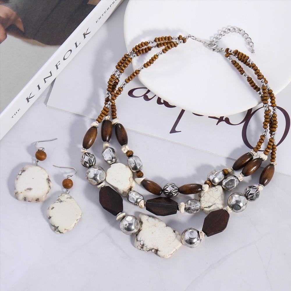 Multi-layer Beaded Necklace, Acrylic Turquoise European and American Style Necklace, High-end Accessories