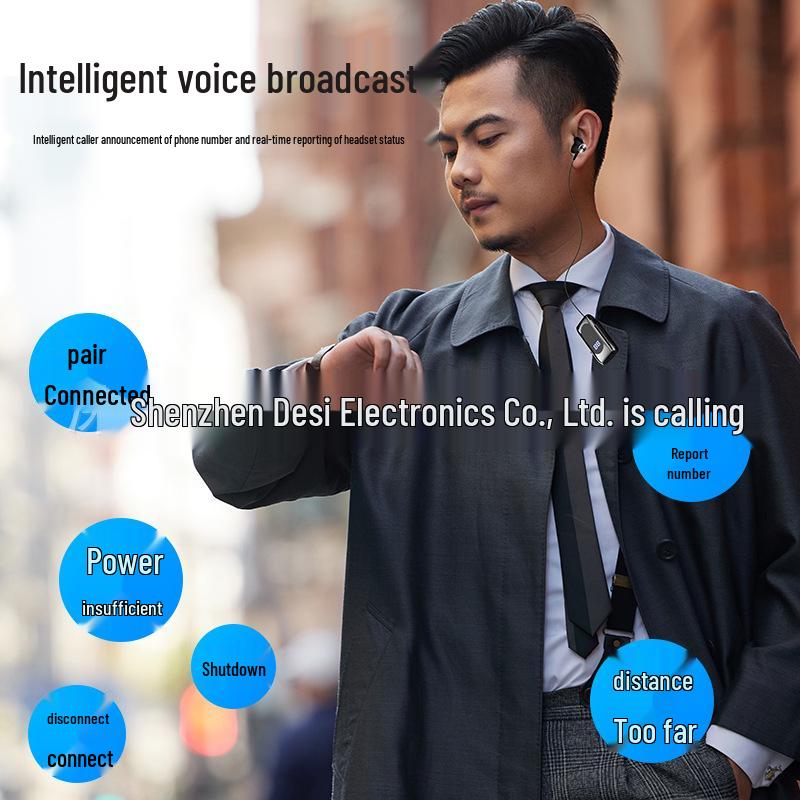 K55 Bluetooth 5.0 Clip-On Retractable Earbuds: Smart, Universal, Ideal for Business and Sports