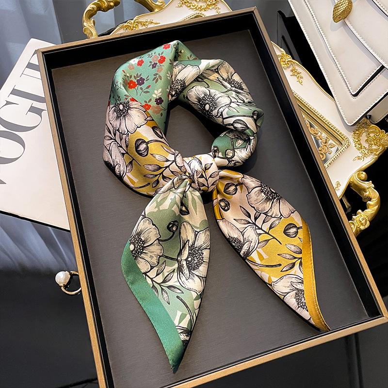 Korean version of the new printed silk silk scarf women s fashion mulberry silk square scarf Korean version of temperament scarf scarf 60-80cm